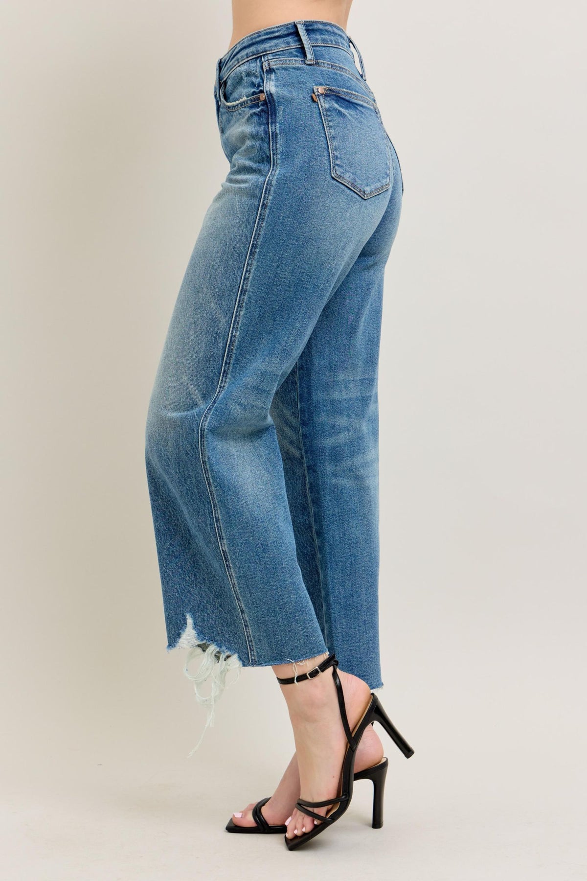 Judy Blue High Waist Rigid Magic Destroy Wide Leg Crop
