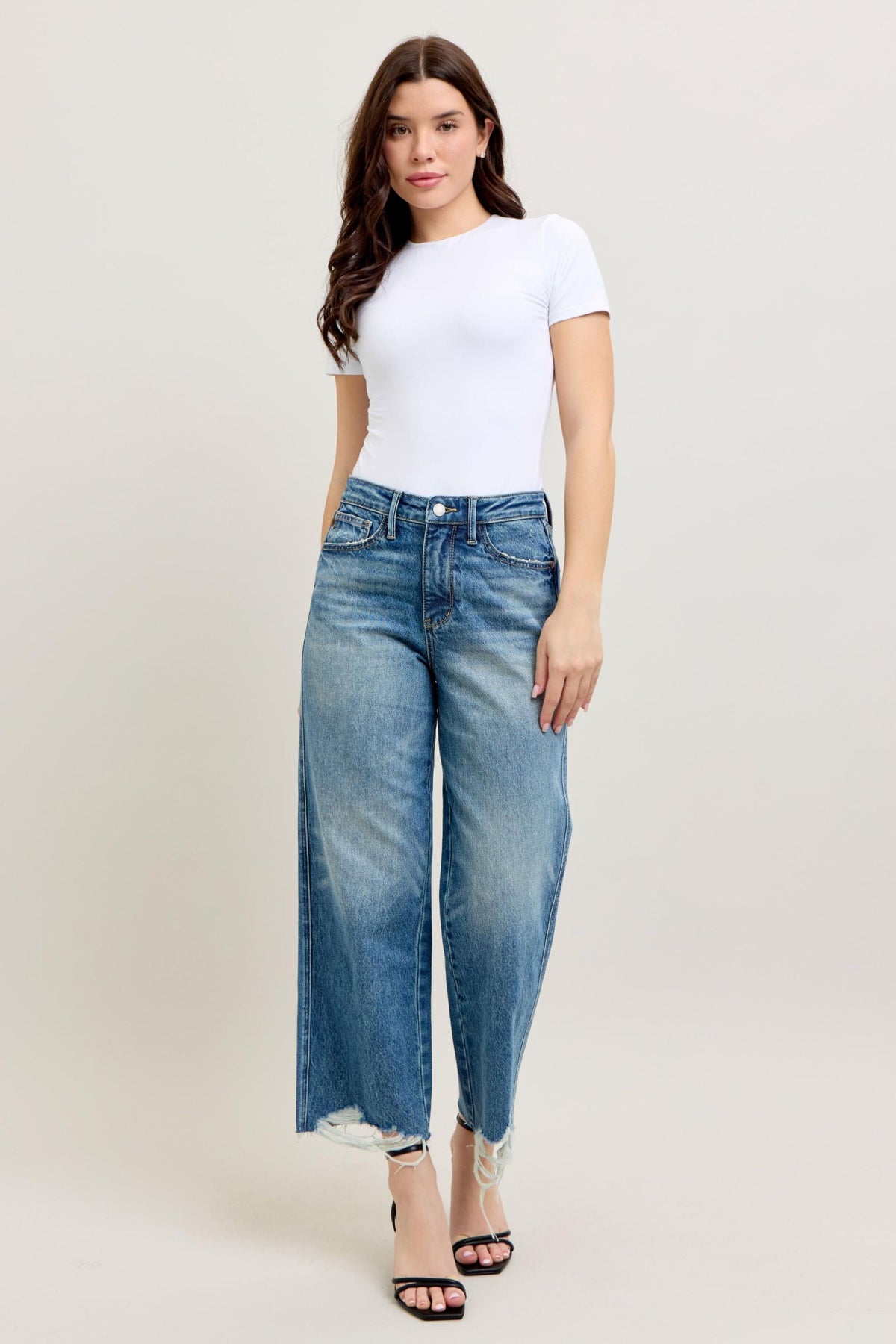 Judy Blue High Waist Rigid Magic Destroy Wide Leg Crop