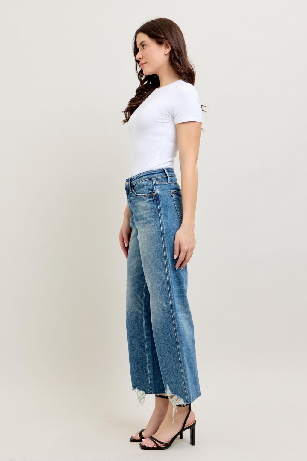 Judy Blue High Waist Rigid Magic Destroy Wide Leg Crop