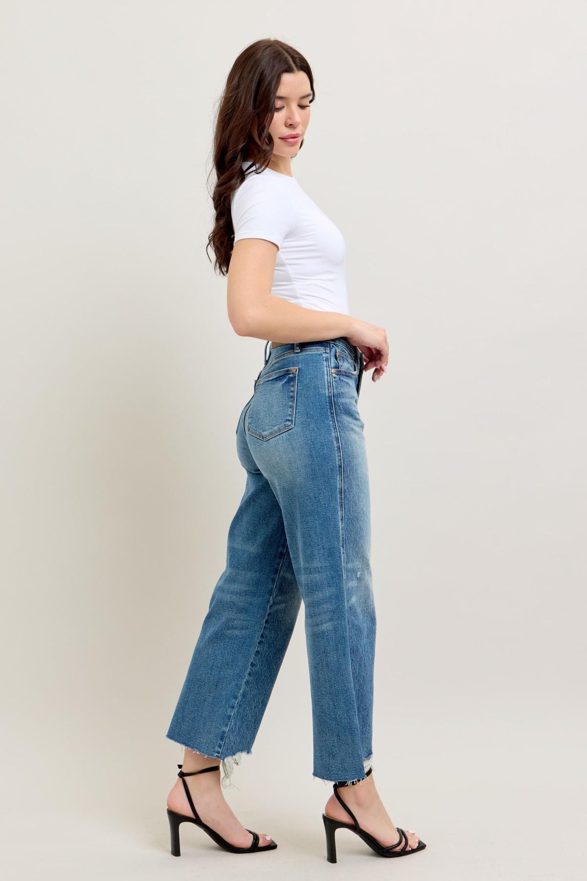 Judy Blue High Waist Rigid Magic Destroy Wide Leg Crop