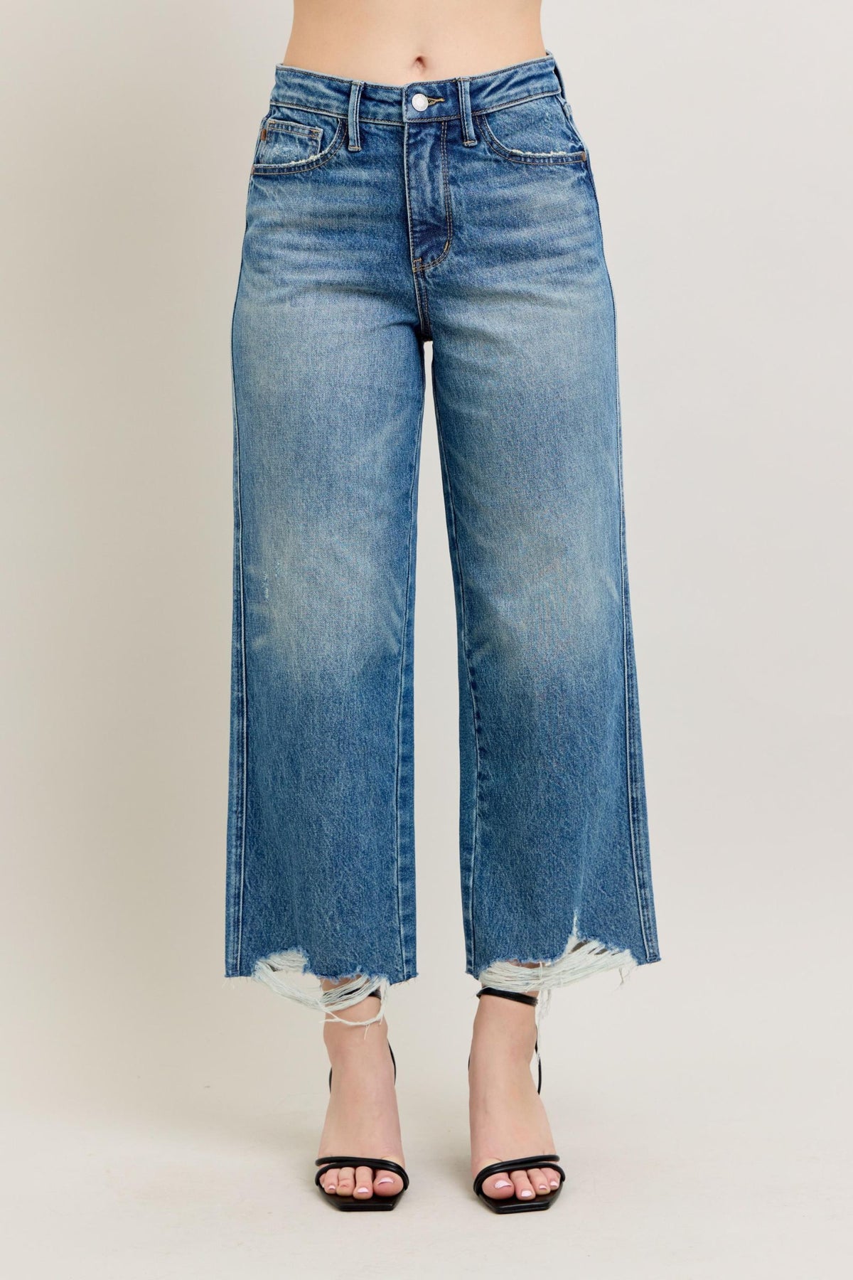 Judy Blue High Waist Rigid Magic Destroy Wide Leg Crop