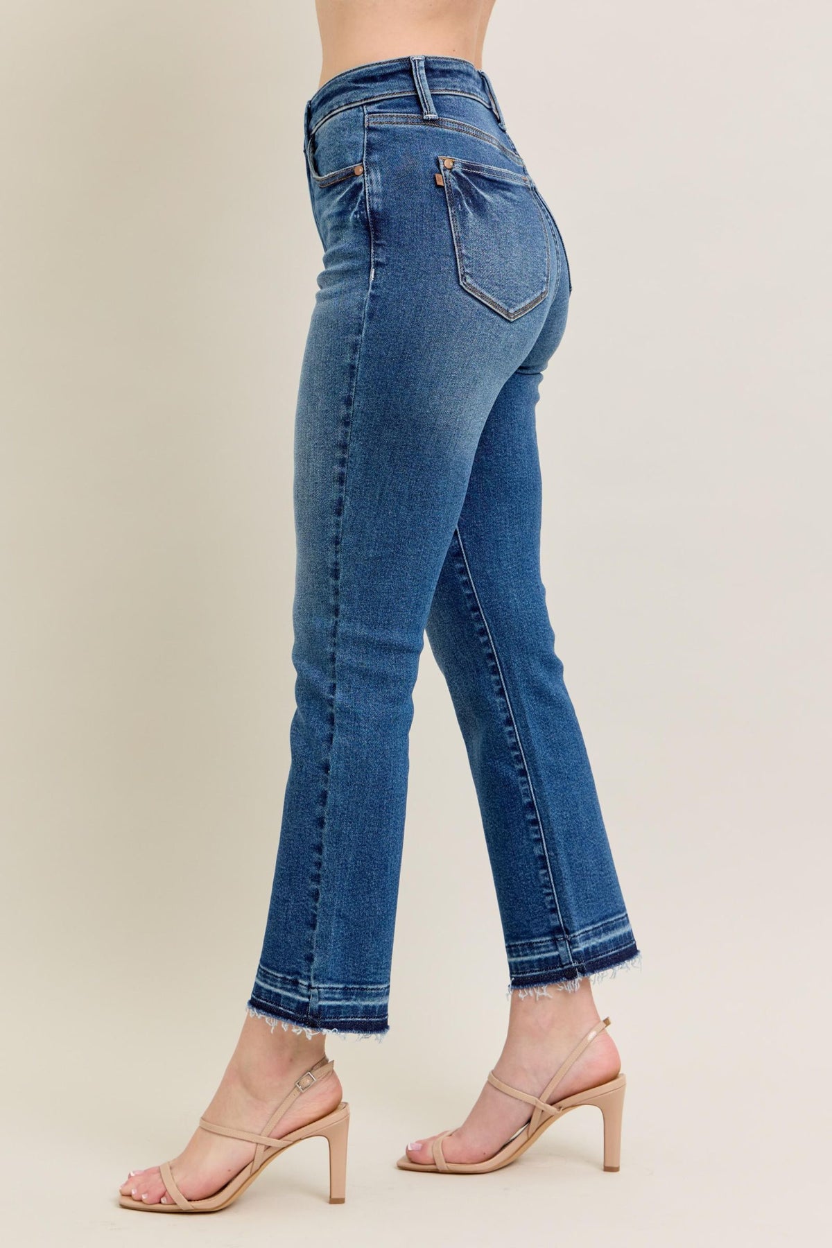 Judy Blue High Waist Vintage Medium Wash Release Hem Kick Flare
