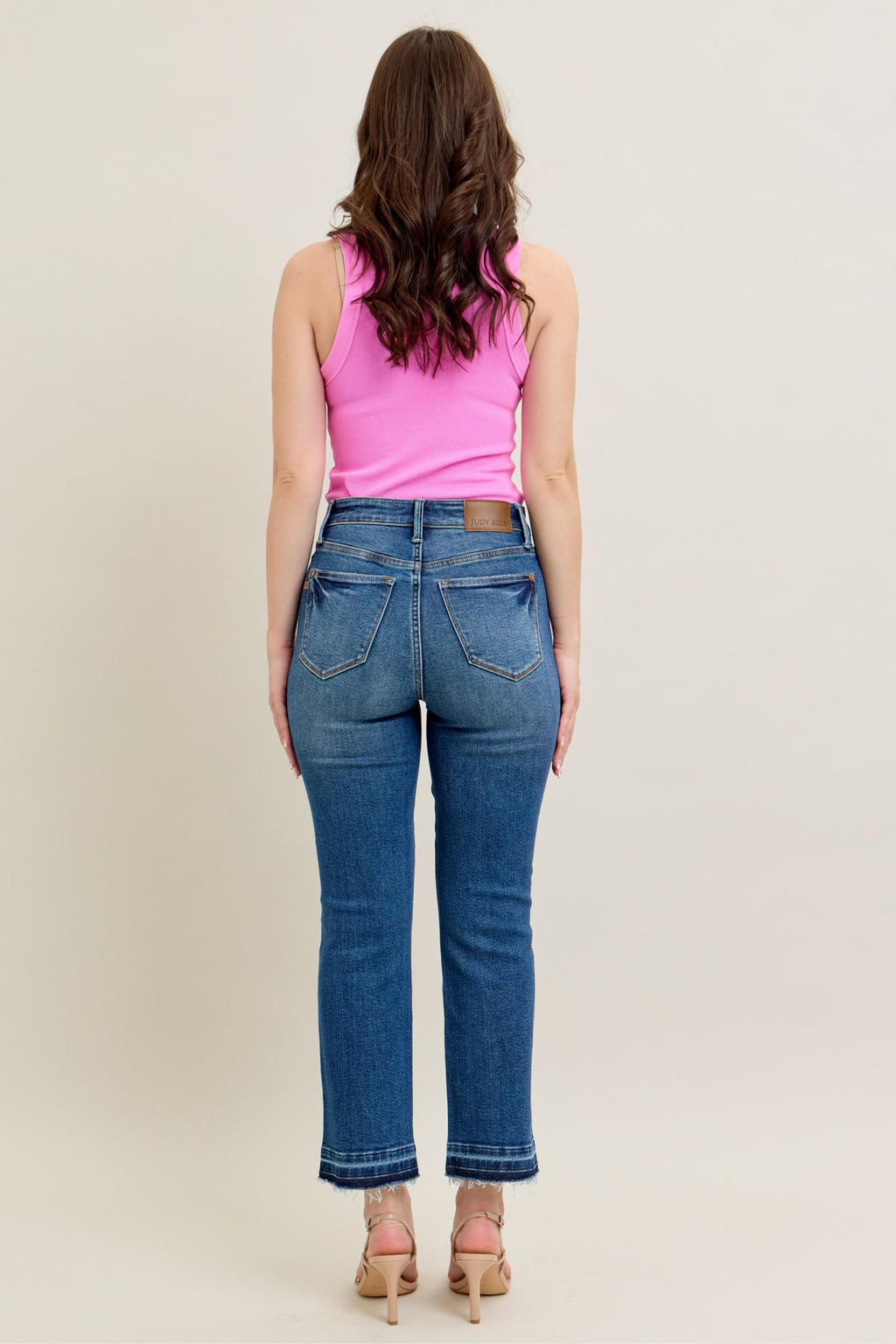 Judy Blue High Waist Vintage Medium Wash Release Hem Kick Flare