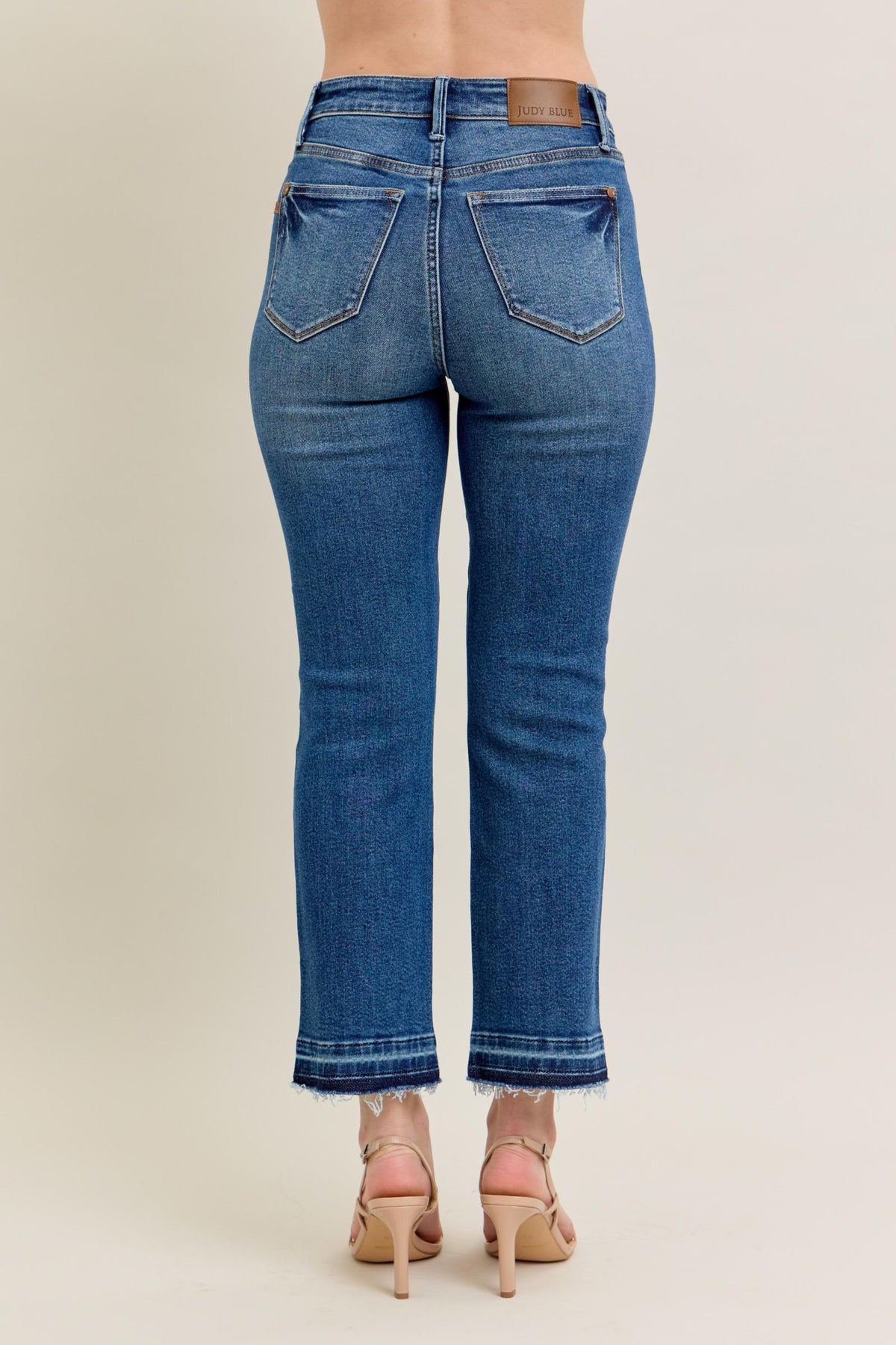 Judy Blue High Waist Vintage Medium Wash Release Hem Kick Flare