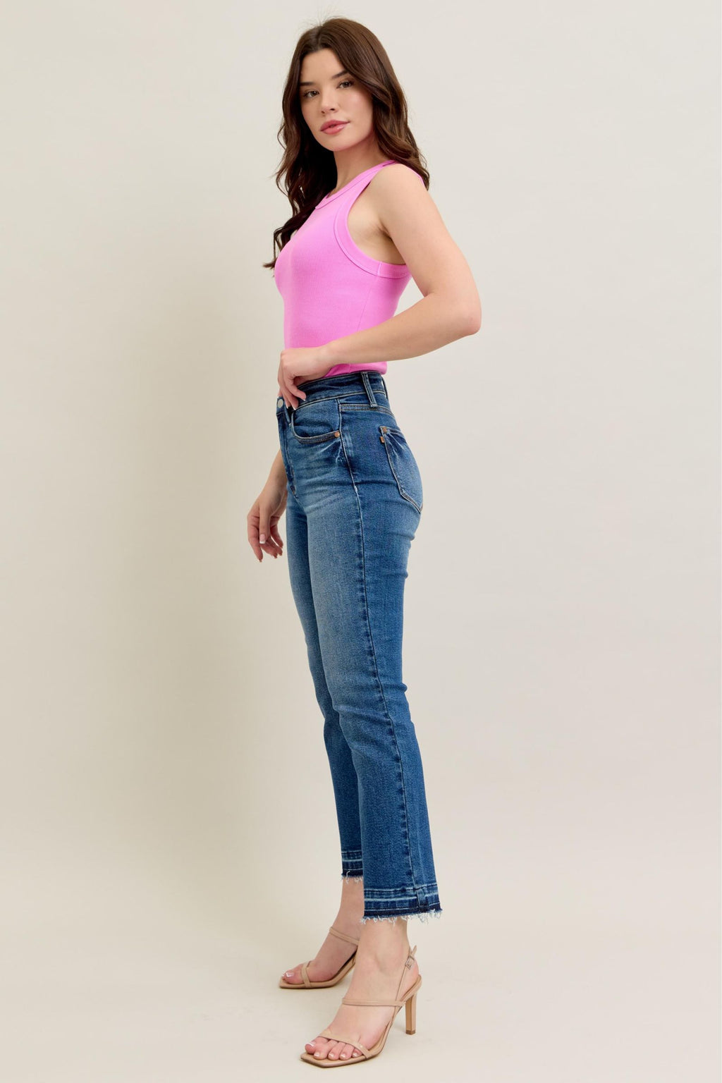 Judy Blue High Waist Vintage Medium Wash Release Hem Kick Flare