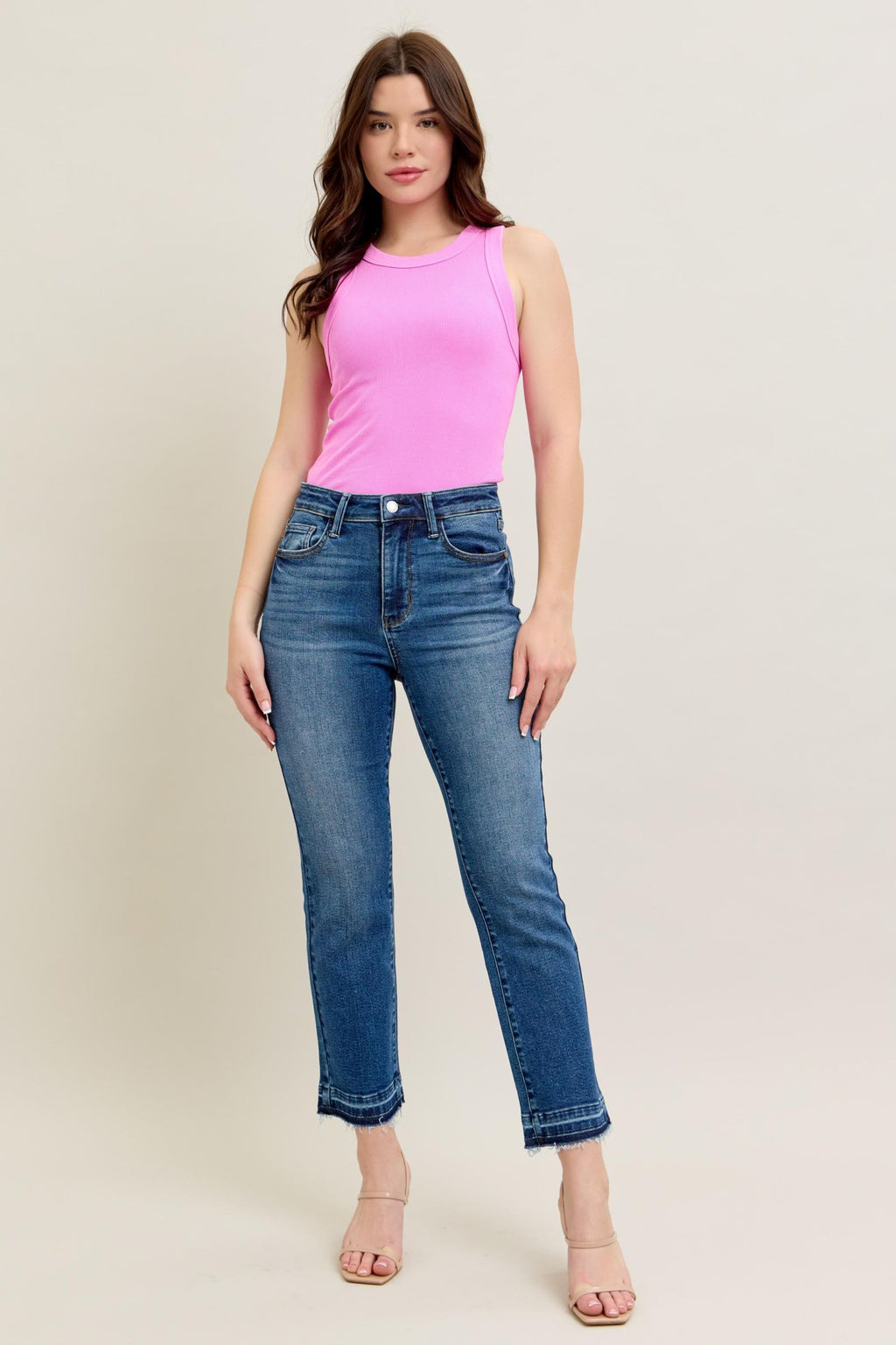 Judy Blue High Waist Vintage Medium Wash Release Hem Kick Flare