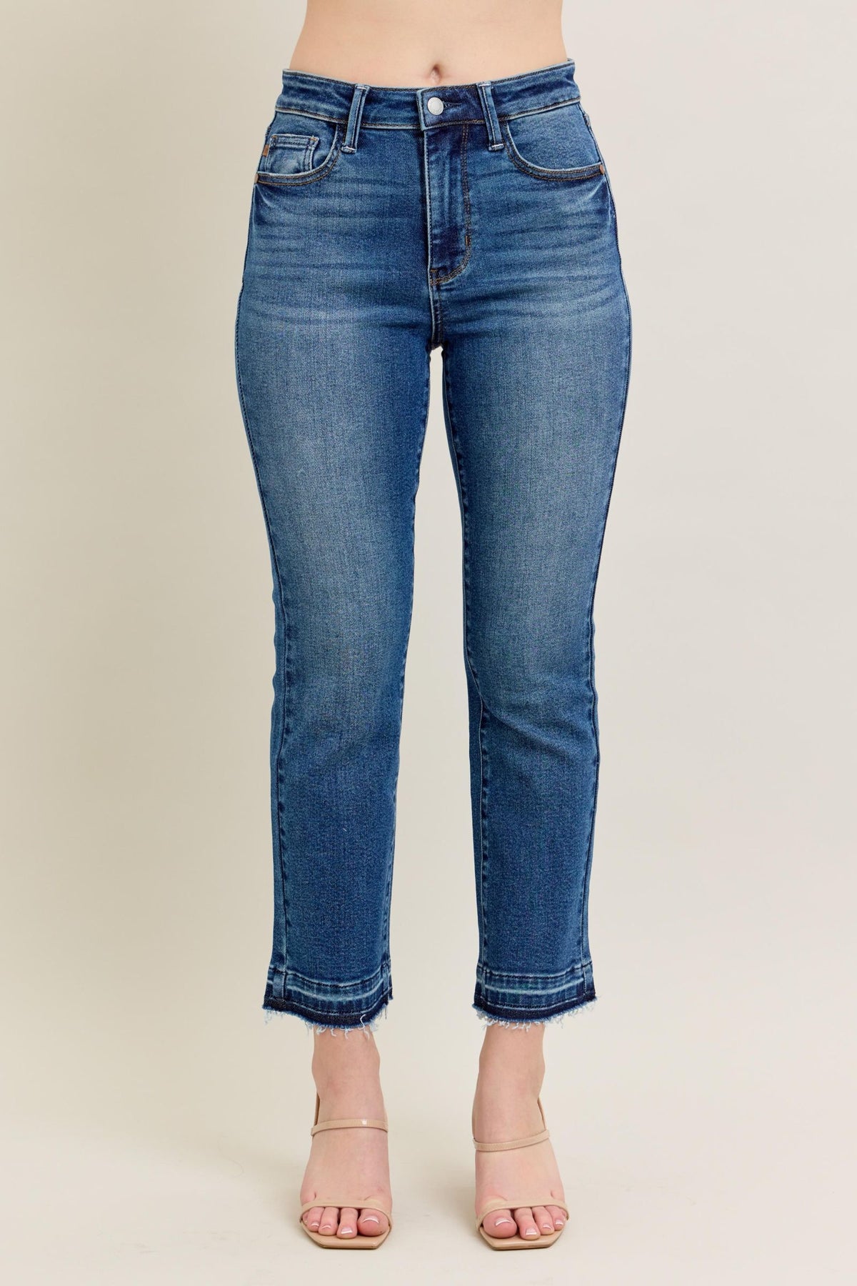 Judy Blue High Waist Vintage Medium Wash Release Hem Kick Flare