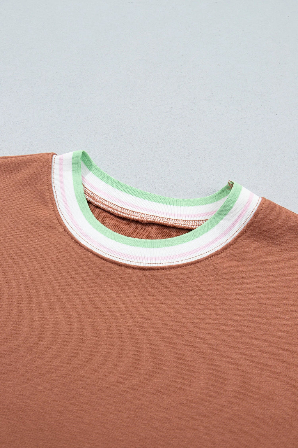 Stripe Contrast Trim Drop Shoulder Sweatshirt