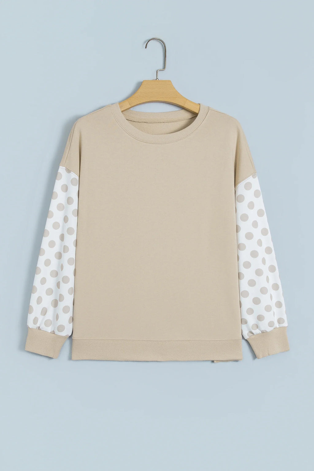 Polka Dot Patchwork Drop Shoulder Sweatshirt