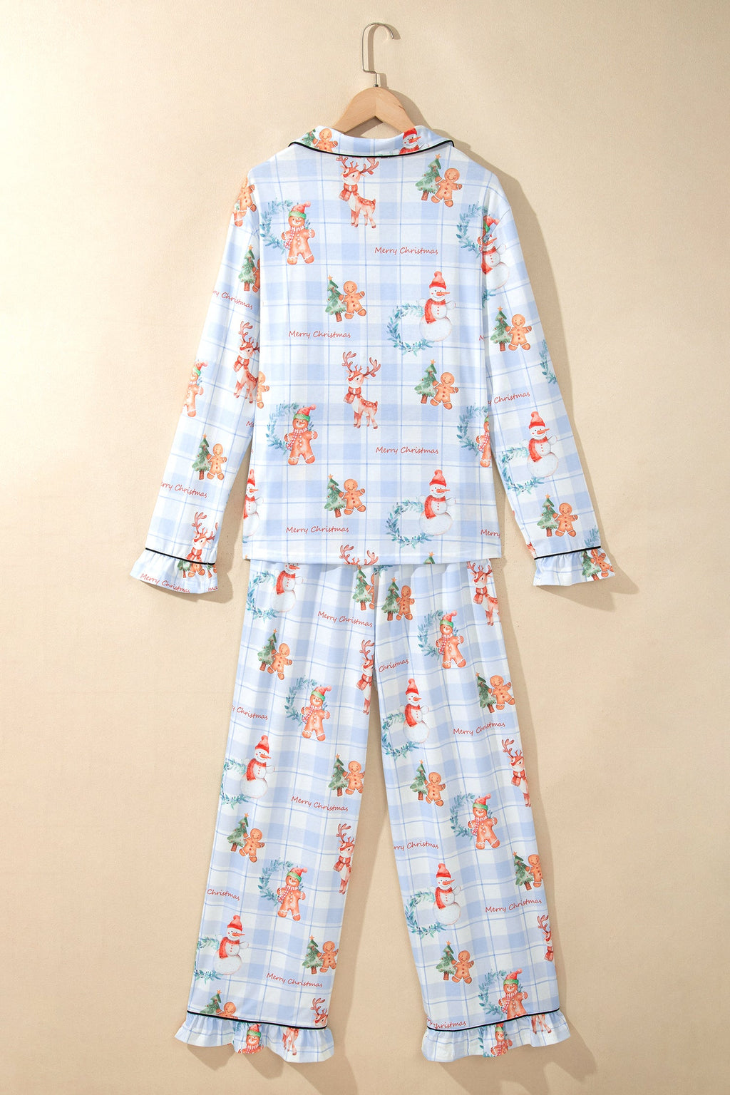Christmas Plaid Ruffle Shirt & Pants Pajama Set