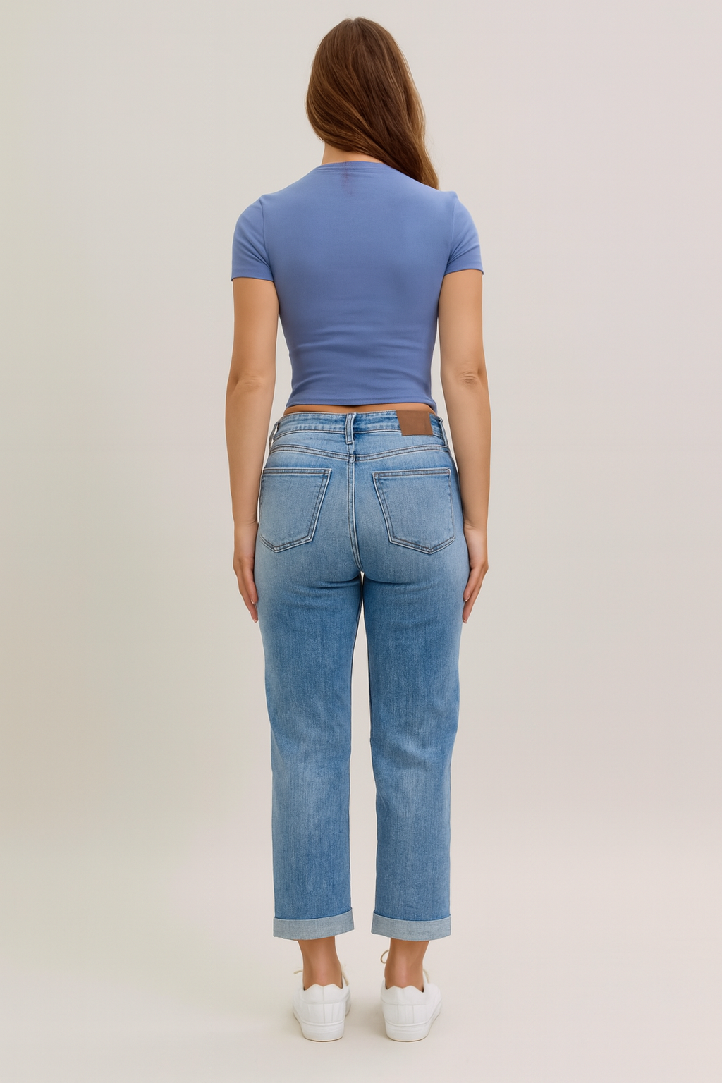 Judy Blue Classic Mid Rise Light Wash Cuffed Boyfriend