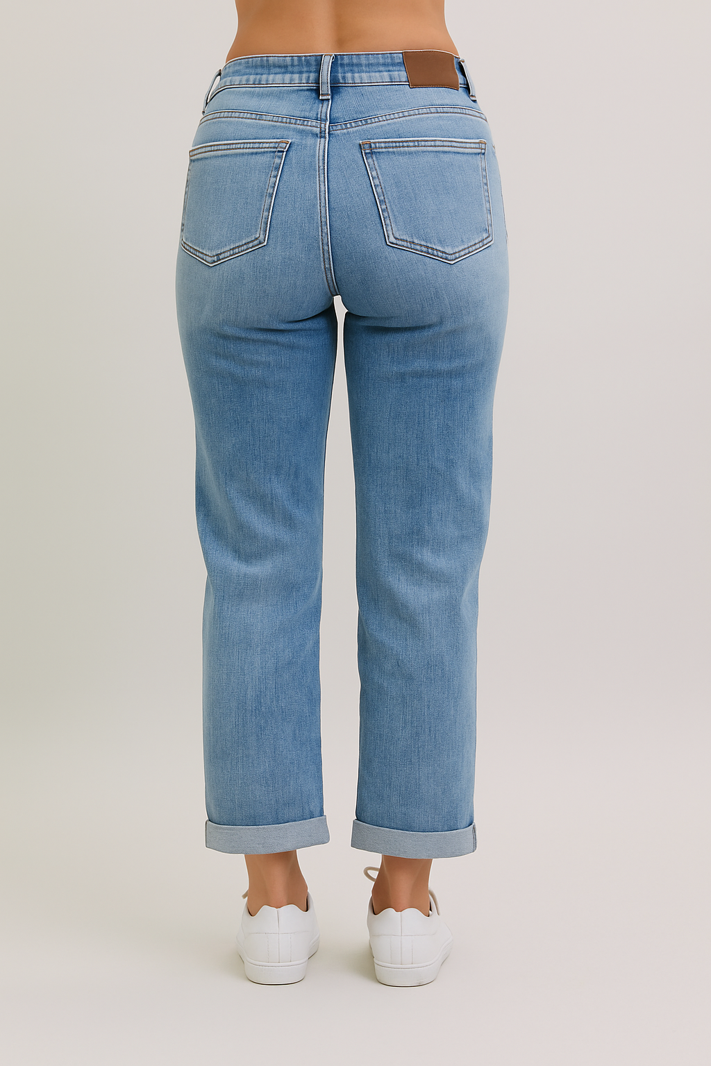 Judy Blue Classic Mid Rise Light Wash Cuffed Boyfriend