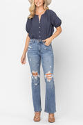 Judy Blue High Waist Stone Wash Destroyed Bootcut