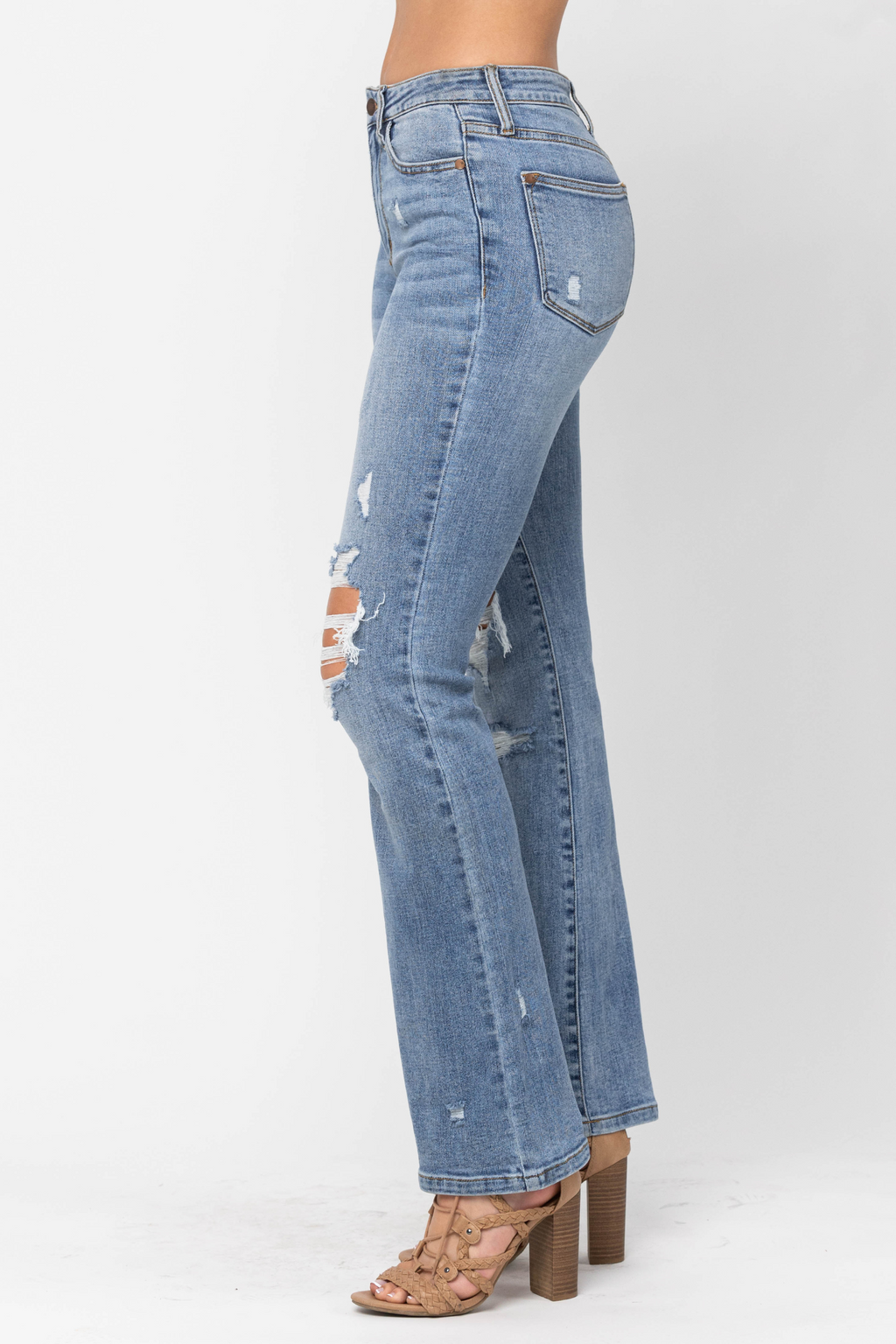 Judy Blue High Waist Stone Wash Destroyed Bootcut