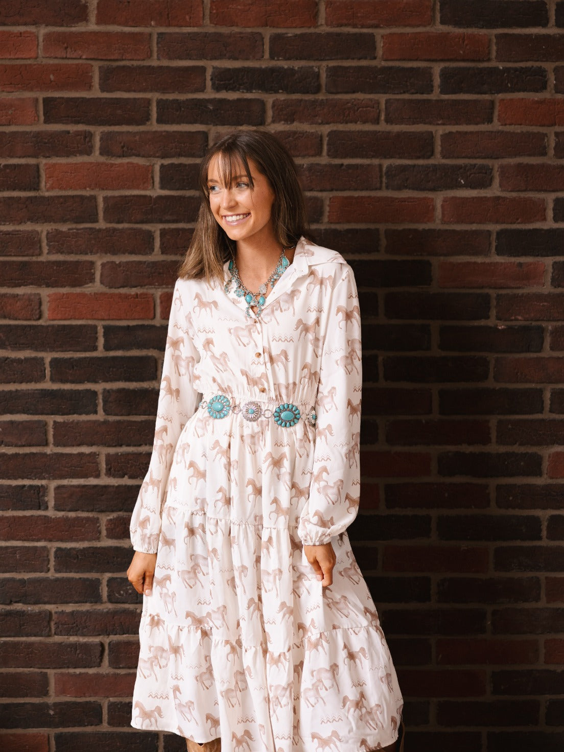 Horse Print Shirt Dress