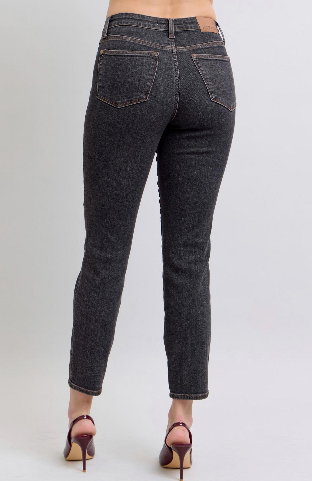 Judy Blue Mid Rise Black Tummy Control Slim Jeans