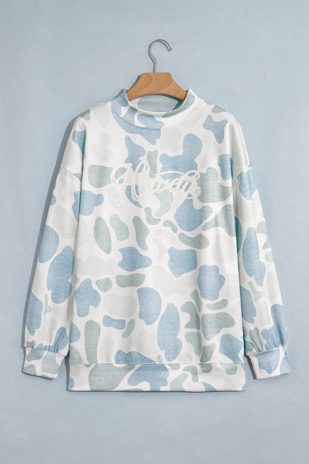Western Camo Howdy Graphic Mock Neck Sweatshirt