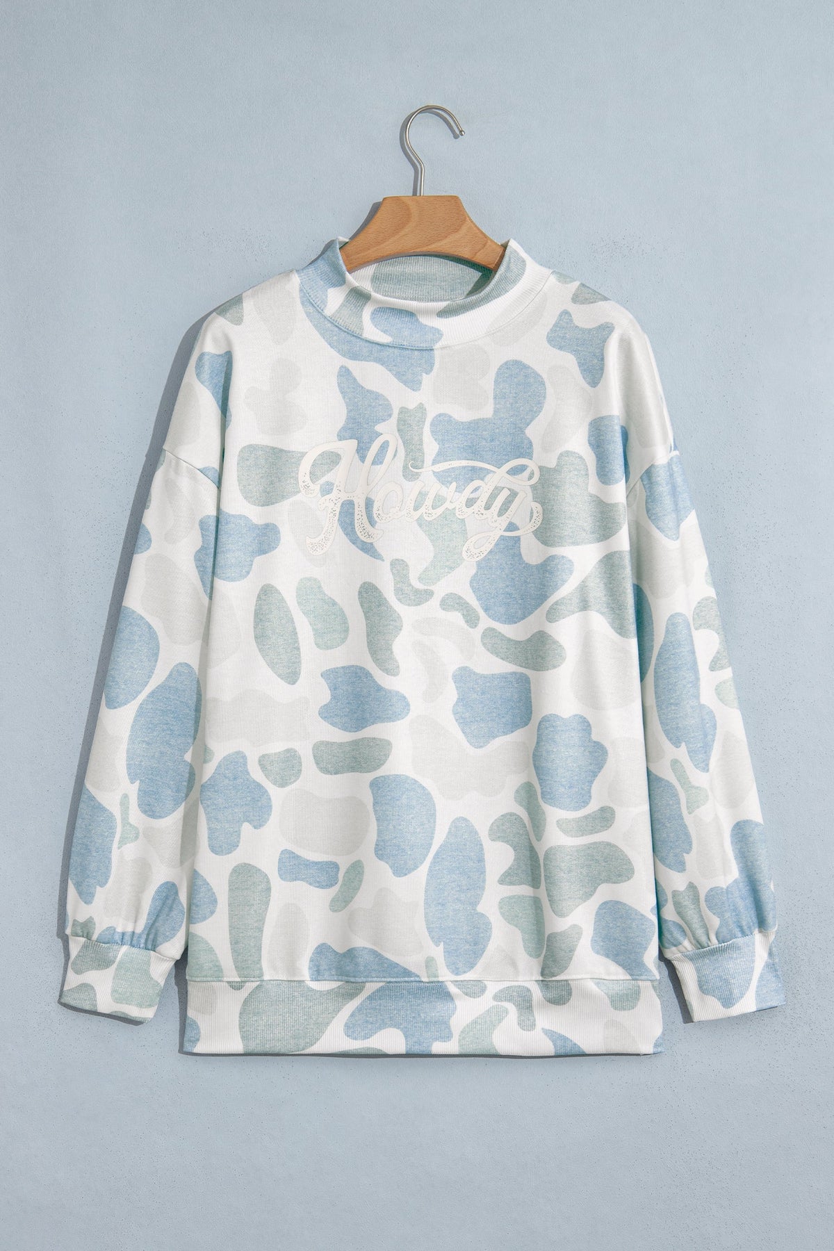 Western Camo Howdy Graphic Mock Neck Sweatshirt