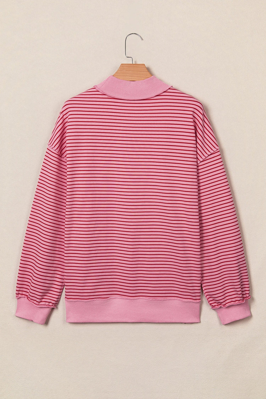 Stripe Ribbed Mock Neck Oversized Sweatshirt