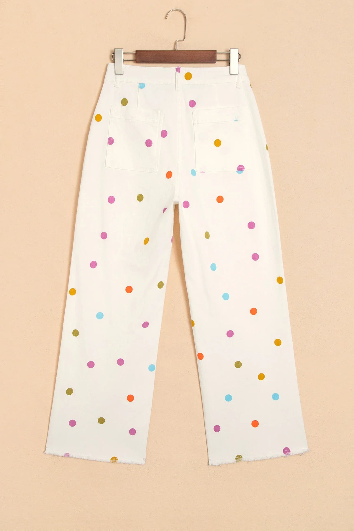 Polka Dot Denim High Waist Straight Leg Jeans